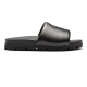 replica LOGO PLAQUE BRUSHED LEATHER SLIDES IN BLACK - PDS17 UK