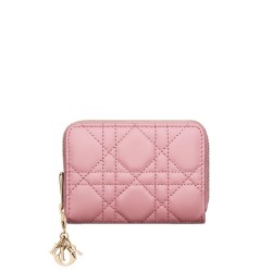 Lady Voyageur Small Coin Purse Melocoton Pink Cannage Lambskin Uk