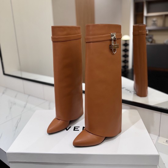 replica SHARK LOCK BOOTS IN LEATHER IN BROWN - GVC149 UK