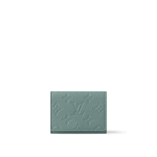 replica ENVELOPE BUSINESS CARD HOLDER MISTY LAKE GREEN TAURILLON LEATHER M13891 UK