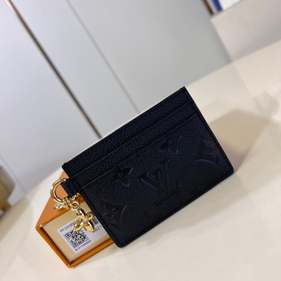 replica CHARMS CARD HOLDER BLACK MONOGRAM EMPREINTE LEATHER M82132 UK