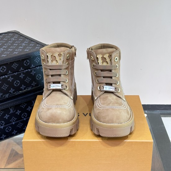 replica CHECKER ANKLE BOOTS IN BROWN - LV749 UK
