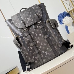 Christopher Mm Backpack Black Brushed Monogram Cowhide Leather M11521 Uk
