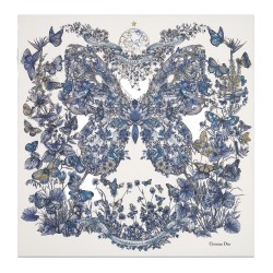 BUTTERFLY AROUND THE WORLD 90 SQUARE SCARF IN WHITE/BLUE UK