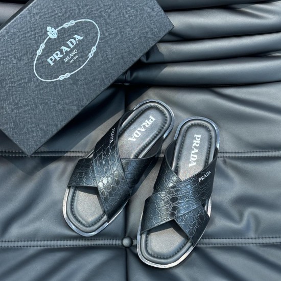 Replica CROCODILE LEATHER SLIDES IN BLACK - PDS16 UK replica CROCODILE LEATHER SLIDES IN BLACK - PDS16 UK