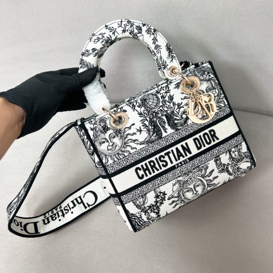 Replica Dior 13184 DFR#14884 Buddha Luxury Replica Medium Lady D-Lite Bag In White Uk - 13184 - Buddha Luxury