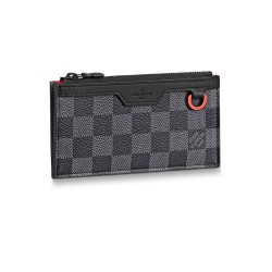 N60354 UTILITY COIN HOLDER DAMIER GRAPHITE COATED CANVAS UK