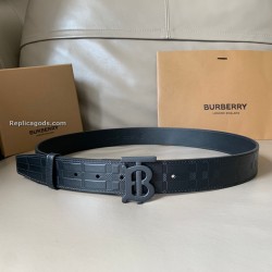 Monogram Motif Embossed Check Leather Belt In Black - B238 Uk