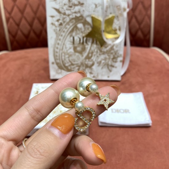 replica DI0R TRIBALES EARRINGS GOLD-FINISH METAL WITH WHITE RESIN PEARLS AND SILVER-TONE CRYSTALS UK