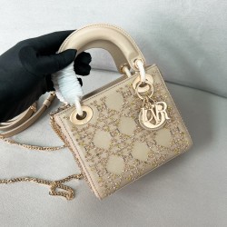 MINI LADY BAG PLATINUM TONE METALLIC CANNAGE LAMBSKIN WITH BEADED EMBROIDERY UK MINI LADY BAG PLATINUM TONE METALLIC CANNAGE LAMBSKIN WITH BEADED EMBROIDERY UK