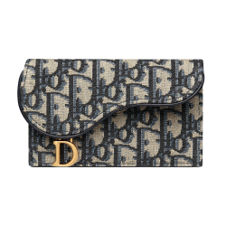 Saddle Flap Compact Zipped Card Holder Blue Di0R Oblique Jacquard Uk