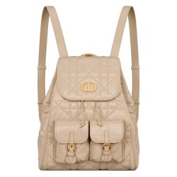 MEDIUM CARO BACKPACK POWDER BEIGE MACROCANNAGE LAMBSKIN UK
