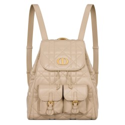 Medium Caro Backpack Powder Beige Macrocannage Lambskin Uk