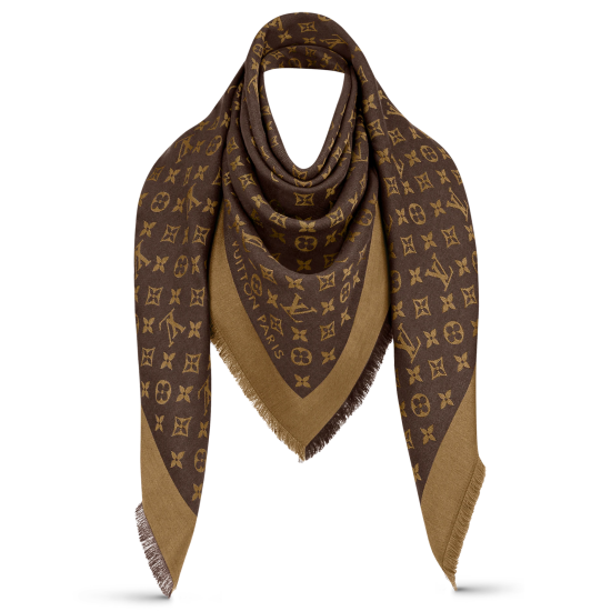 replica MONOGRAM DENIM SHAWL IN BROWN UK