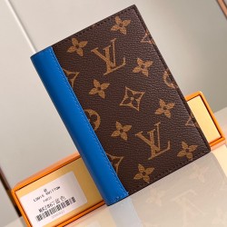 PASSPORT COVER BLUE MONOGRAM MACASSAR M82865 UK