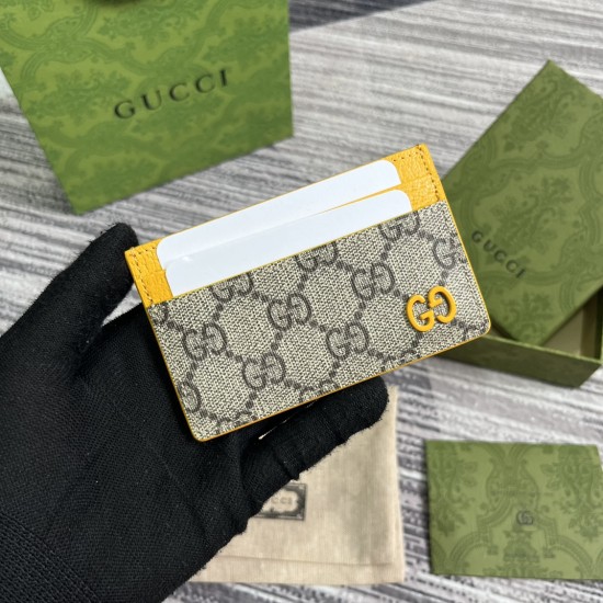 replica CARD CASE WITH GG DETAIL YELLOW LEATHER TRIM UK