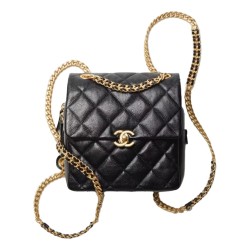 LEATHER BACKPACK WITH CHAIN IN BLACK UK