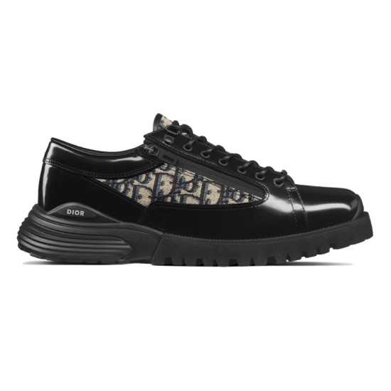 replica COMBAT DERBY SHOE BLACK POLISHED CALFSKIN WITH BEIGE AND BLACK OBLIQUE JACQUARD - CD326 UK