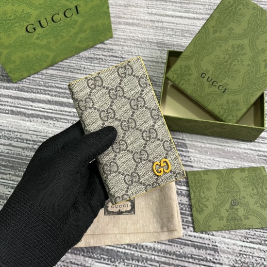 replica LONG CARD CASE WITH GG DETAIL YELLOW LEATHER TRIM UK