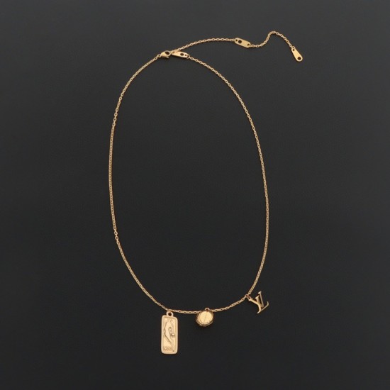 replica LV X NBA BALL AND TAB GOLD PENDANT UK