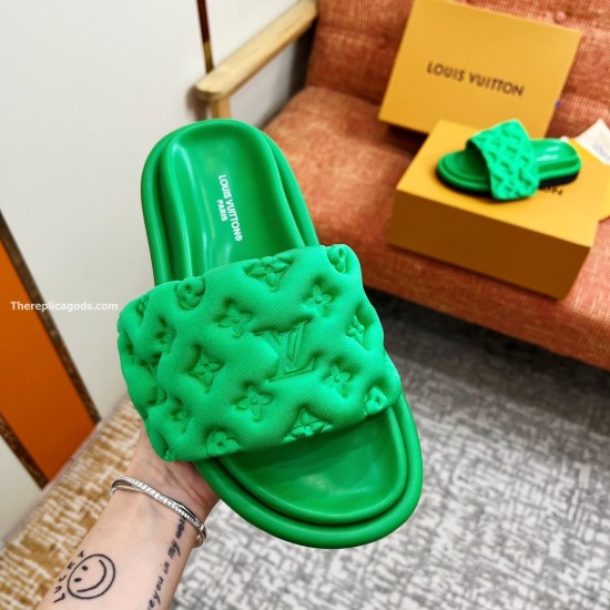 replica POOL PILLOW COMFORT SLIDES IN GREEN - LVS62 UK