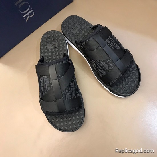replica LUXE OBLIQUE SANDALS LAND IN BLACK - CDS6 UK