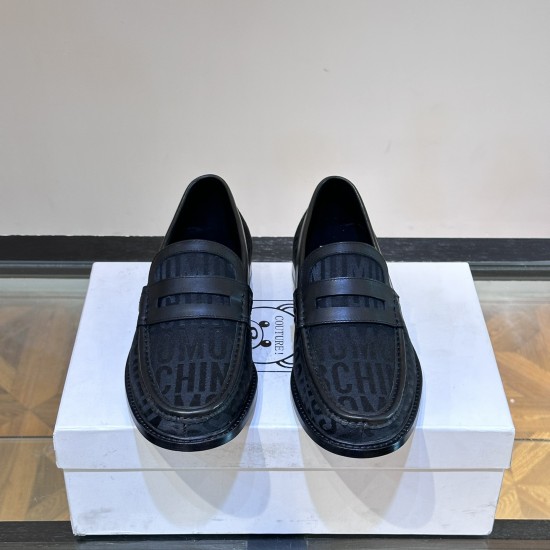 Replica Moschino 11249 MFR#14436 Buddha Luxury Replica All-Over Logo Nylon Loafers In Black Uk - 11249 - Buddha Luxury