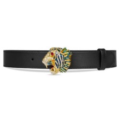 Leather Belt With Tiger Head - B44 Uk