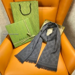 GG JACQUARD KNIT SCARF IN GREY UK