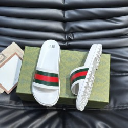 Gucci Rubber Slide Sandals In White Gucci Rubber Slide Sandals In White