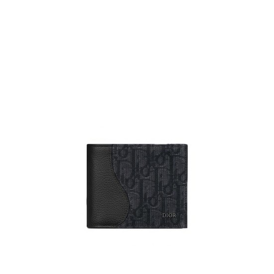 Replica Saddle Bifold Wallet Black Grained Calfskin Marquetry And Black Oblique Jacquard Uk - 12118 - Buddha Luxury