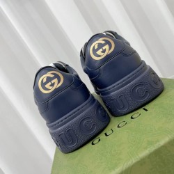 Gucci Dark Blue Leather Web Pattern Chunky Low Top Trainers Gucci Dark Blue Leather Web Pattern Chunky Low Top Trainers