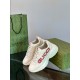Gucci Ivory Leather Logo Printed Trainers Dynamic View Gucci Ivory Leather Logo Printed Trainers standing angled view
