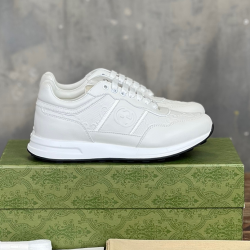 Gucci White Low Top Monogram Leather Trainers