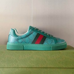 Gucci Ace Green Gg Monogram Low Top Trainers