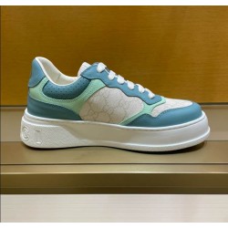 Gucci Monogram Canvas Trainers Blue White Leather Low Top