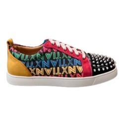 Christian Louboutin Louis Junior Spikes Multicolour Printed Trainers