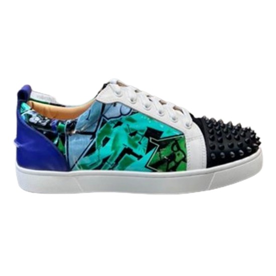 Multicolour Graphic Trainer in multicolour and black Multicolour graphic pattern trainer with black studded toe cap