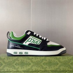 Gucci Screener Leather Trainers Green Black White