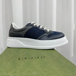 Gucci Chunky Embossed Lace Up Grey Blue Trainers