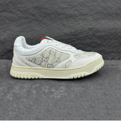 Gucci Monogram Canvas And Leather Low Top Trainers White White