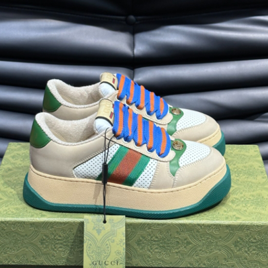 Replica Gucci 8933 GGCC177 Buddha Luxury Replica Gucci Trainers Screener With Web Beige Green – Gcc177 Uk - 8933 - Buddha Luxury