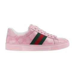 Gucci Ace Monogram Pink Low Top Web Trainers