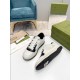 Gucci Mac80 Pair with Sole View in off-white and black Pair of off-white and black trainers displayed with rubber sole tread visible