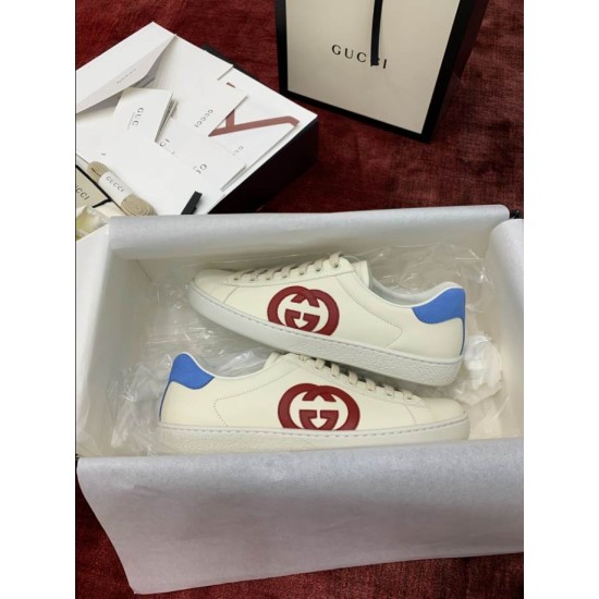 Gucci Ace Interlocking G Packaging and Accessories in off-white and red Gucci Ace Interlocking G white leather trainers packaged in original box with accessories in off-white and red