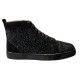 Christian Louboutin Black Crystal High Top Trainer Side Profile Christian Louboutin black crystal high-top trainer side profile view