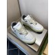Gucci White Grey Distressed Trainers Pair Overview Pair of Gucci white and grey distressed leather trainers displayed on reflective surface