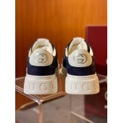 Gucci Lace-Up Dark Navy Blue And White Trainers