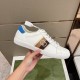 Gucci Ace Leather Low Top Trainers White Blue full side profile view