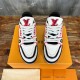 L Trainer Low Top Leather White Red Black Sneakers Front View L trainer low top leather white red black sneakers front upper tongue view